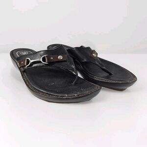 Women's Ariat Thong Sandals Leather Slip On Western Flip Flops‎ Black Size 9